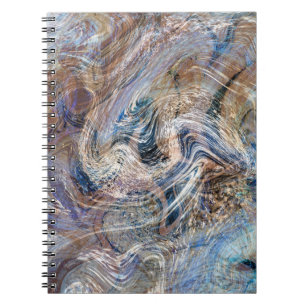 Blauw Grijs Vloeibare Marmerende Illustratie Notitieboek