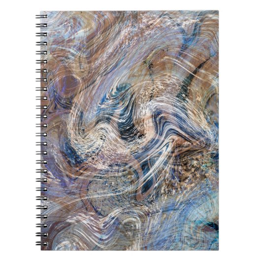 Blauw Grijs Vloeibare Marmerende Illustratie Notitieboek (Voorkant)