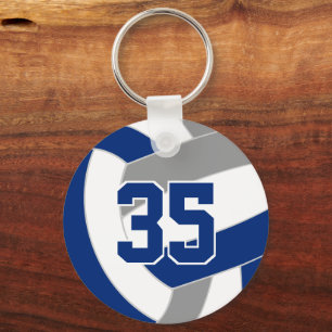 Blauw grijs volleybal team kleuren gepersonaliseer sleutelhanger