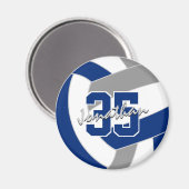 Blauw grijs volleybal team kleuren geschenken magneet (Voorkant / Achterkant)