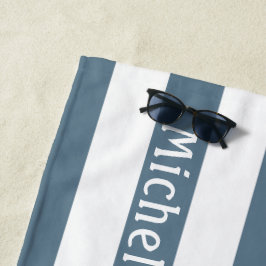 Blauw Grijs Wit | Cabana Strepen Persoonlijk Strandlaken