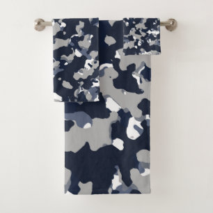 Blauw Grijs Wit Camouflage Camo Patroon Bad Handdoek