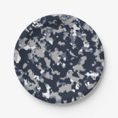 Blauw Grijs Wit Camouflage Camo Patroon Feest Papieren Bordje (Voorkant)
