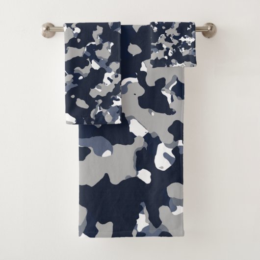 Blauw grijs wit Camouflage Camopatroon Bad Handdoek (Insitu)