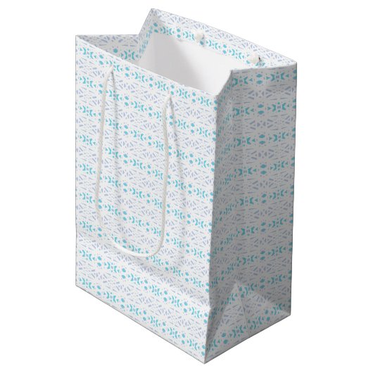 Blauw grijs wit pastel deco Pattern Baby Gift Medium Cadeauzakje (Voorkant Gekanteld)