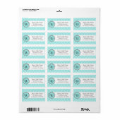 Blauw Grijs Wit Quatrefoil Modern Monogram Label 3 (Full Sheet)