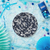 Blauw Grijs Witte Camouflage Camo Patroon Feest Papieren Bordje (Feest)