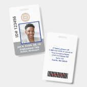 Blauw Grijs Witte Personeelsfoto Identificatiekaar Badge (Voor- en achterkant)