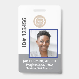 Blauw Grijs Witte Personeelsfoto Identificatiekaar Badge