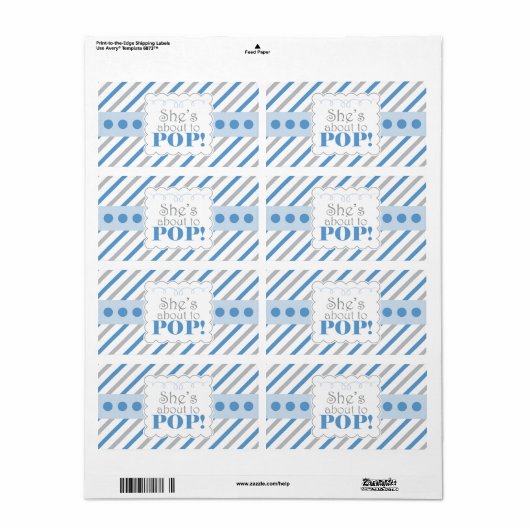 Blauw & Grijs Ze staat op het punt om waterfleseti Etiket (Full Sheet)