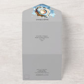 Blauw grijs zeeschelp parel oester schelp strand c all in one uitnodiging (Buitenkant)