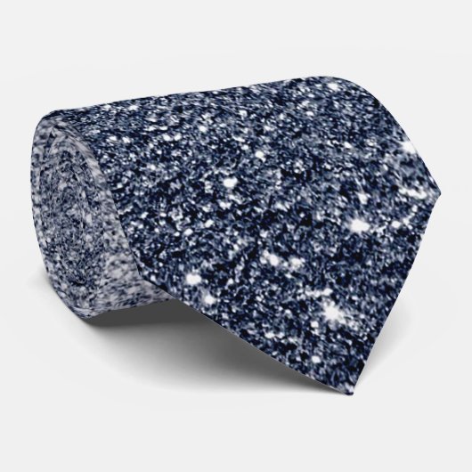 Blauw Grijs Zilver Glitter Stijl Stropdas (Opgerold)