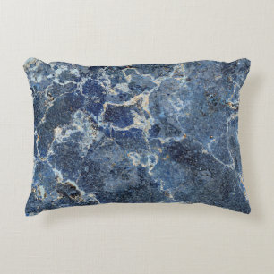Blauw Grijs Zwart Marmer & Beige Aderen Accent Kussen