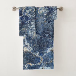 Blauw Grijs Zwart Marmer & Beige Aderen Bad Handdoek