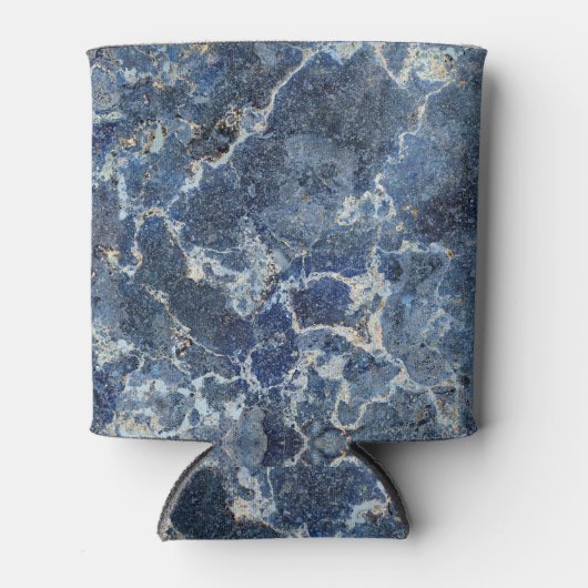 Blauw Grijs Zwart Marmer & Beige Aderen Blikjeskoeler (Voorkant)
