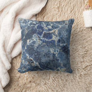 Blauw Grijs Zwart Marmer & Beige Aderen Kussen