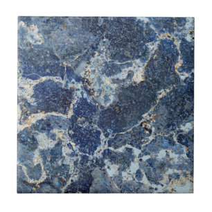 Blauw Grijs Zwart Marmer & Beige Aderen Tegeltje