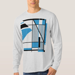 Blauw Grijs Zwart Mozaïek Geometrische Abstracte M T-shirt