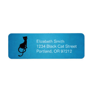 Blauw grijs zwarte kat etiket