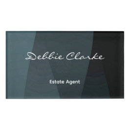 Blauw grijswaardenpatroon naambadge