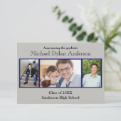 Blauw/Grijze Achtergrond - 3x5 Graduation Party Kaart (Staand voorkant)