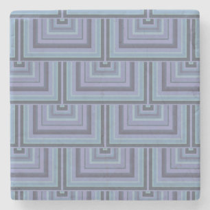 Blauw-grijze strepen, vierkant schaalpatroon stenen onderzetter
