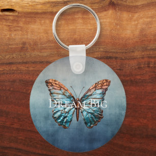 Blauw grijze textuur vlinder sleutelhanger