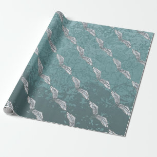 Blauw-grijze vleugels cadeaupapier