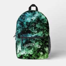 Blauw/groen Abstract trommelwater Bedrukte Rugzak