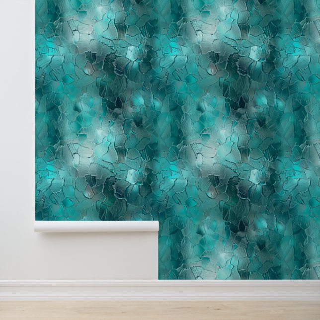 Blauw Groen Aqua Abstract Behang (Applicatie)