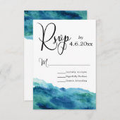 Blauw Groen Aqua Aquarel Modern Trouw RSVP 1b (Voorkant / Achterkant)
