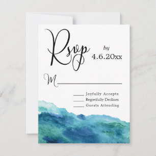 Blauw Groen Aqua Aquarel Moderne Trouw-RSVP 2b RSVP Kaartje