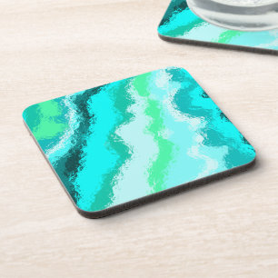Blauw Groen Aqua Schilderachtig Scumbled Stijl Bier Onderzetter