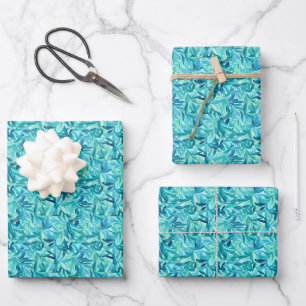 Blauw & Groen Aquarel Bladeren Inpakpapier Vel