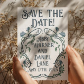Blauw-Groen Art Nouveau Save-the-Date Briefkaart