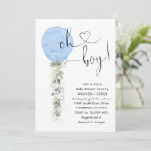 Blauw groen ballon Baby shower Kaart (Staand voorkant)