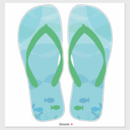Blauw Groen Beachy Teenslippers Beach Sandalen Sticker