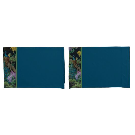 Blauw groen behang bijgesneden patroon kussensloop (Voorkant-Set)