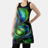 Blauw Groen Blad abstract Schort (Insitu)