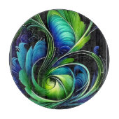 Blauw Groen Blad abstract Snijplank (Voorkant)