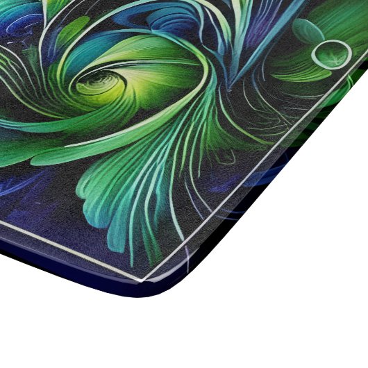 Blauw groen blad abstract snijplank (Hoek)