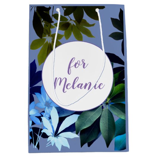Blauw & Groen Bladblad Custom Gift Bagte Medium Cadeauzakje (Voorkant)