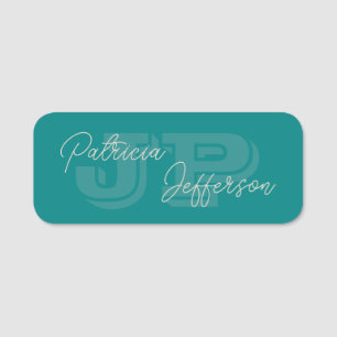 Blauw Groen Blauwgroen Monogram & Handgeschreven K Naamplaatje