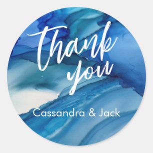 Blauw Groen Blauwgroen Vloeibare Abstracte Kunst C Ronde Sticker