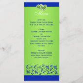 Blauw, Groen Bloemen, Harten Menu Kaart (Achterkant)