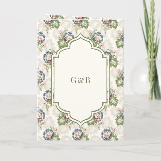 Blauw Groen Bloemen Ivoor Alles in Een Sikh Huweli (Achterkant)