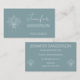 Blauw Groen Boho Bloemen Lotus Yoga Visitekaartje