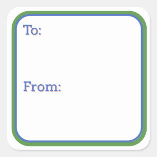 Blauw & Groen Cadeaubladsticker Vierkante Sticker