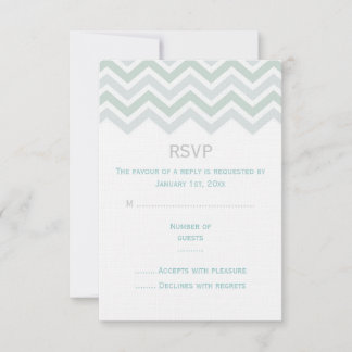 Blauw & Groen Chevron Huwelijks RSVP Kaart