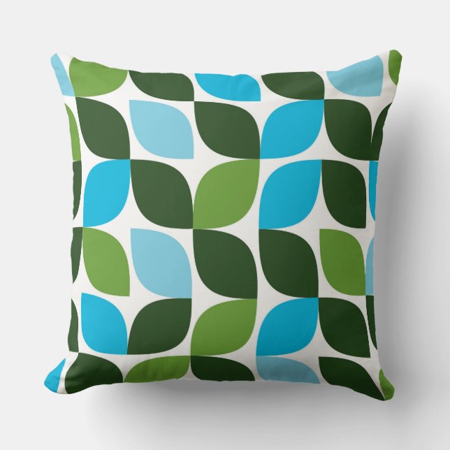 Blauw, groen, cool, trendy, moderne abstracte natu kussen (Voorkant)